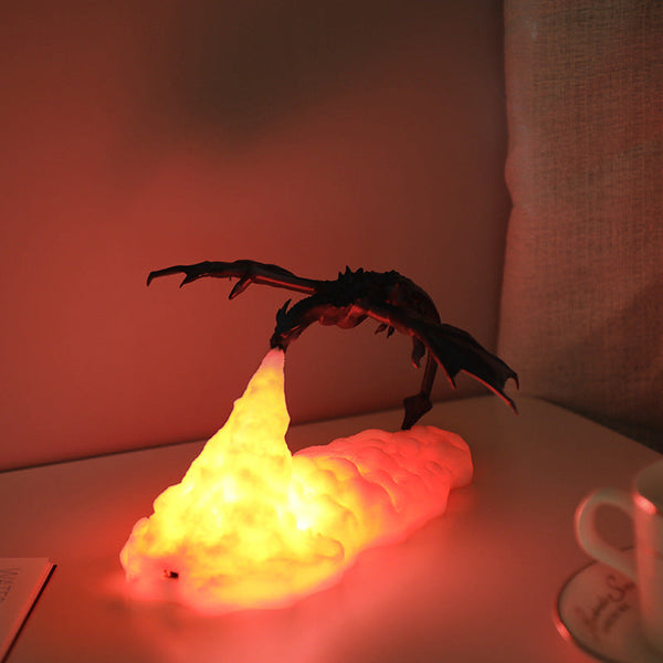 3D dragon breathing lamp with realistic flame effect