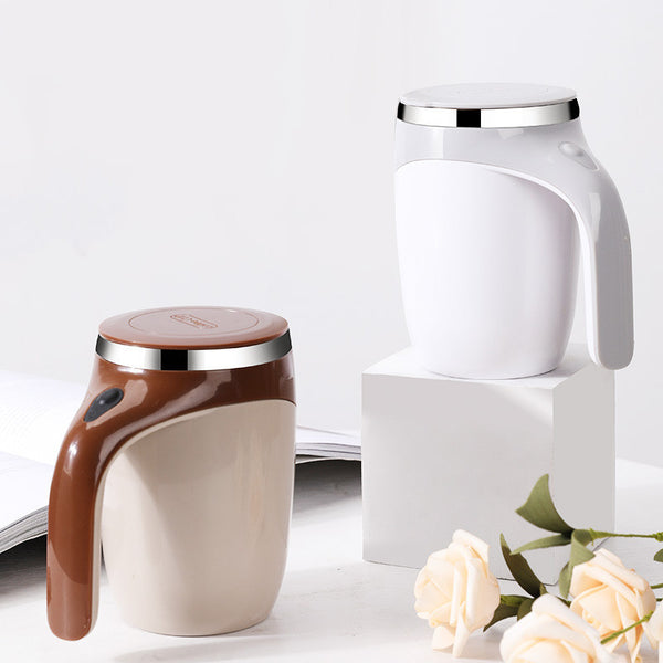 Automatic self stirring coffee cup for quick drink mixing