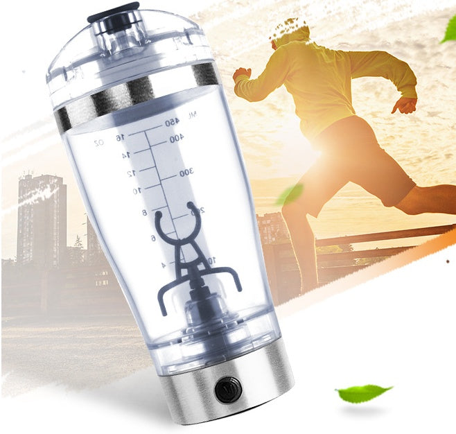 Battery-powered shaker bottle for supplements and meal replacements