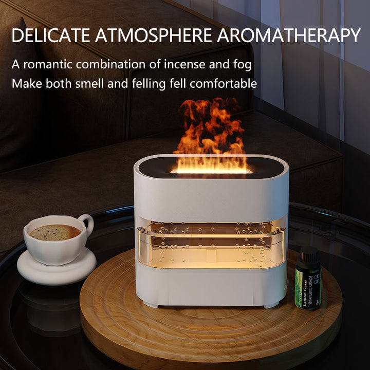 Modern flame humidifier with adjustable mist and warm glow