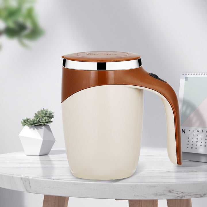 One touch self stirring mug for hot drinks