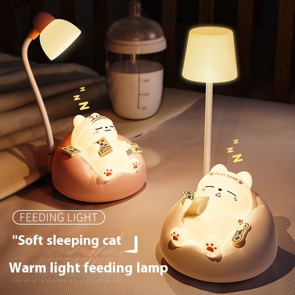 Creative sleeping cat lamp with soft LED light