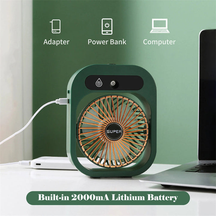 Mini Fan and Humidifier Combo Releasing Cool Mist for Hydration and Comfort

