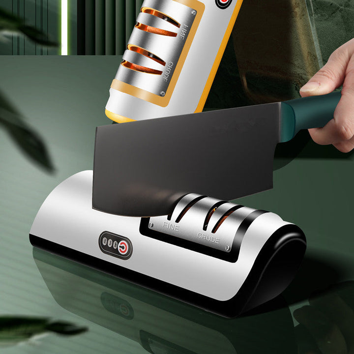 USB-powered electric sharpener for kitchen and pocket knives