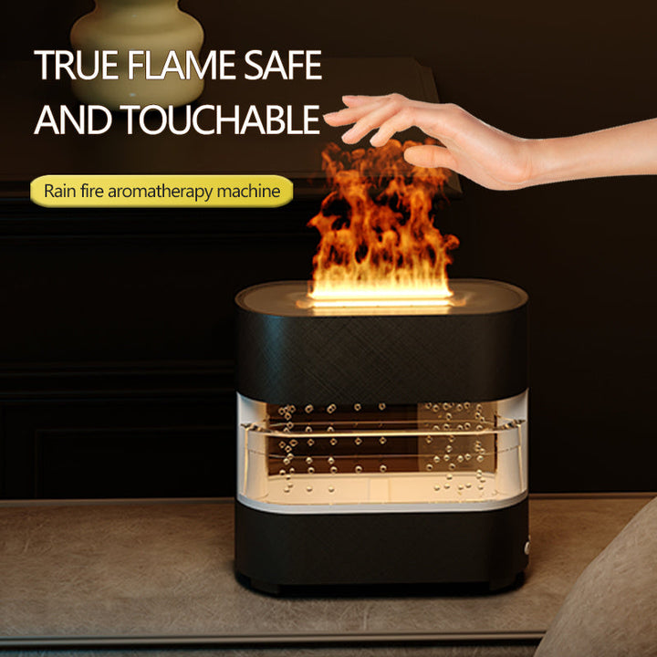 Portable flame-effect humidifier for bedroom and living room
