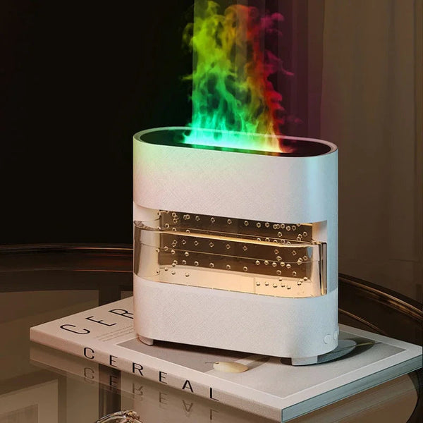 Modern flame humidifier with realistic flame effect and aromatherapy