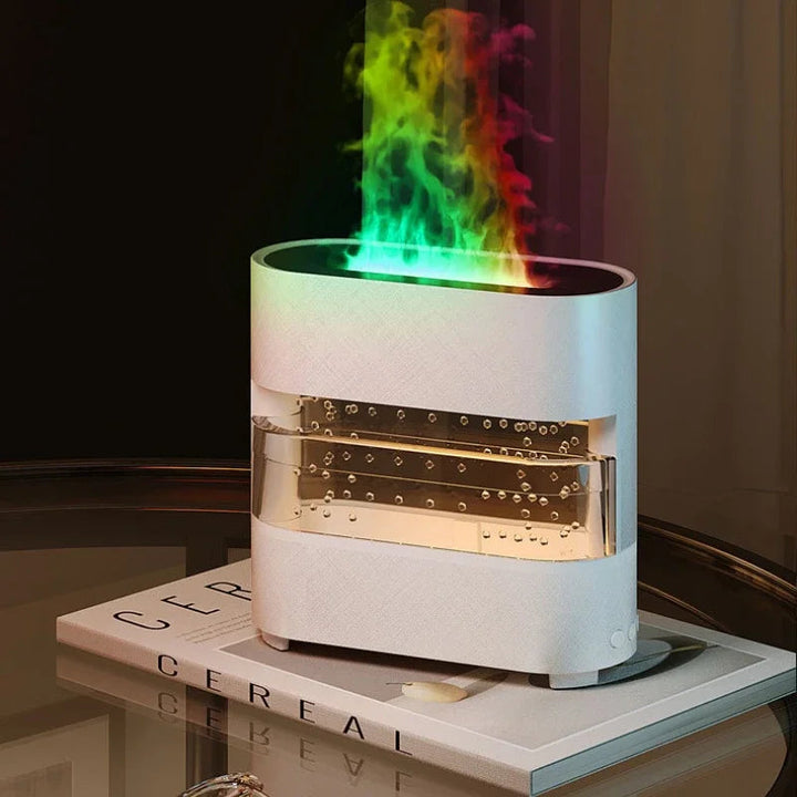 Modern flame humidifier with realistic flame effect and aromatherapy