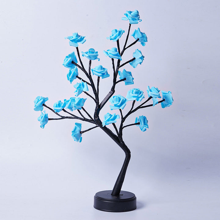 Decorative floral table lamp with warm ambient light