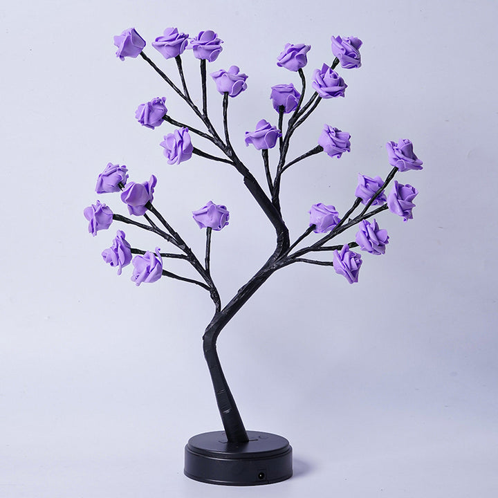 Touch control table lamp with blooming flower tree design