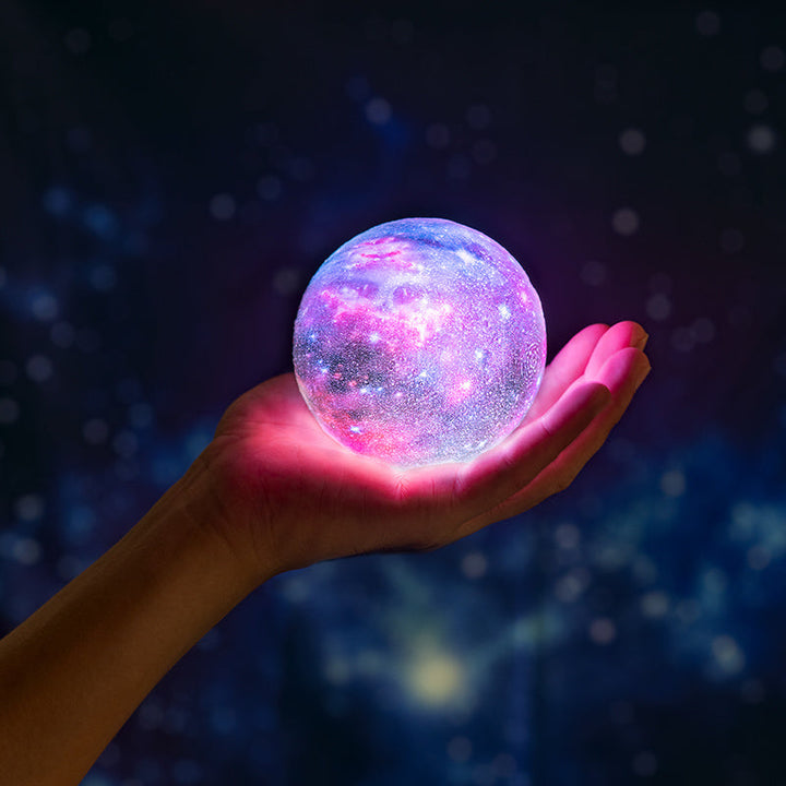 USB-powered 3D moon lamp with galaxy effect