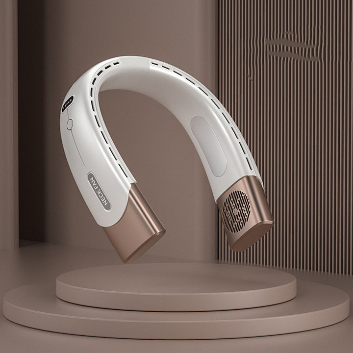 Rechargeable Hanging Neck Fan Positioned for Retail Display or Marketing