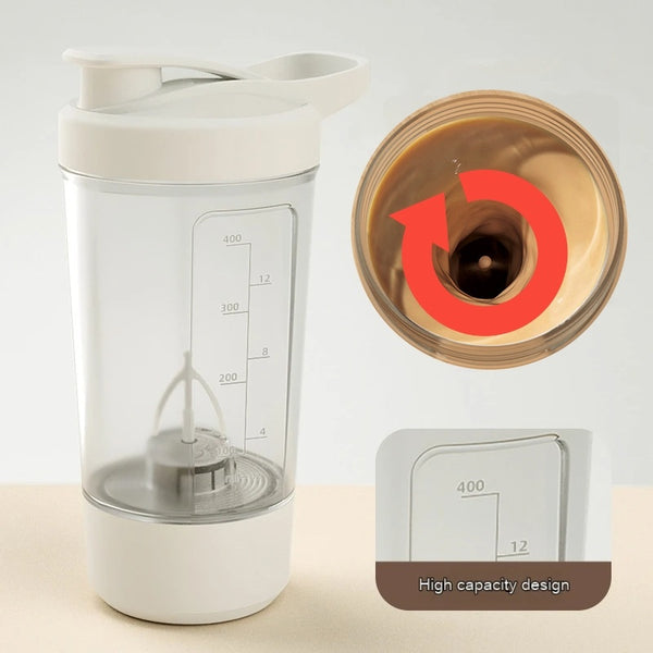 Electric beverage mixing cup with easy-clean design"