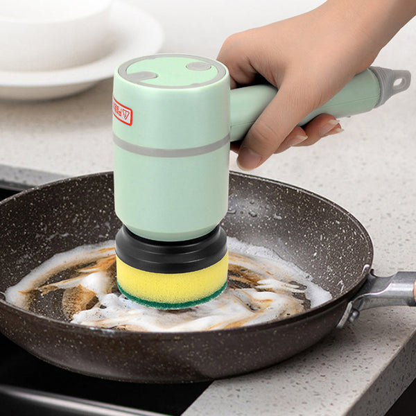 Electric cleaning brush with interchangeable scrub heads for home use