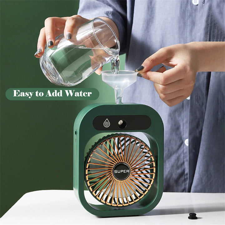 Rechargeable USB Fan with Humidifying Feature for Office or Bedroom Use

