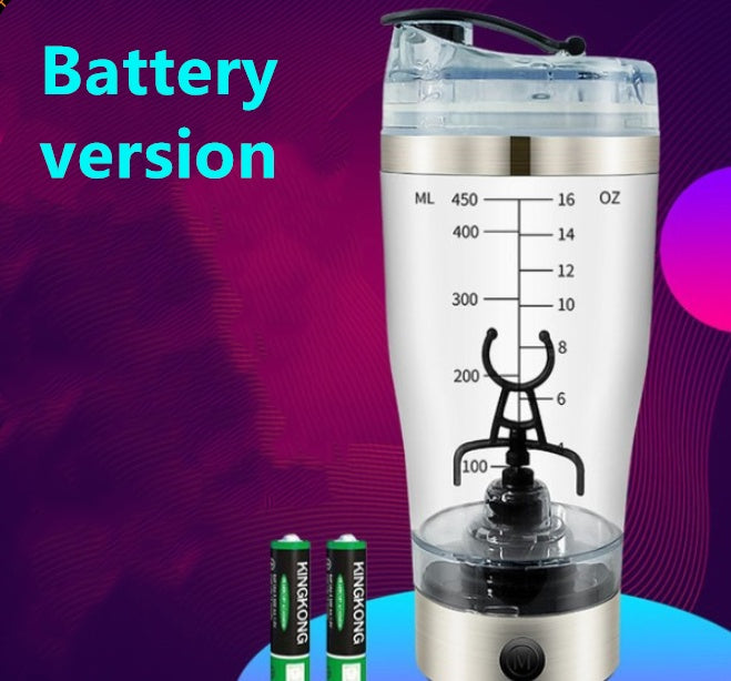 Self-stirring electric shaker bottle with rechargeable battery