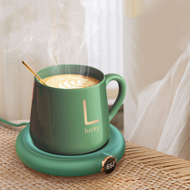 Battery-powered heating coffee mug for hot beverages on the go