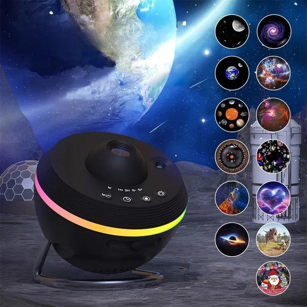 Dynamic galaxy projector lamp for starry night ambiance