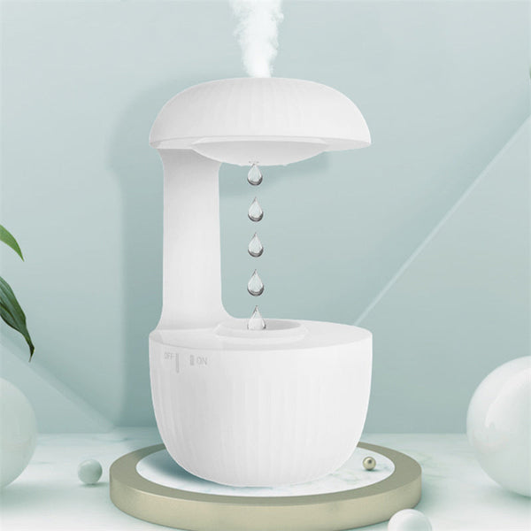 Anti-gravity air humidifier with floating water drop effect