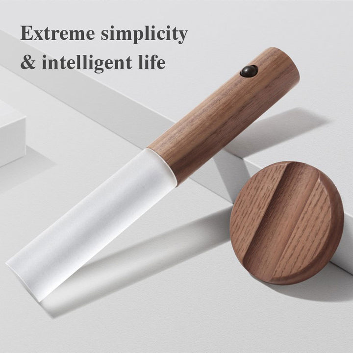 Wireless wooden bedside lamp with warm LED light