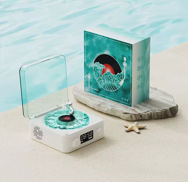 Portable wireless retro music player with built-in speaker